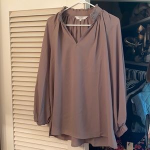 Crosby by Mollie Burch Taupe Blouse - NWOT - Large